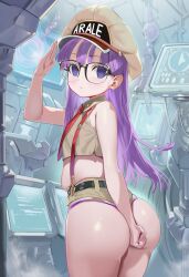 aged_up ai_art arale_norimaki ass dr._slump dragon_ball empty_eyes enemy_conversion femsub glasses long_hair purple_hair
