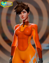  3d blender bodysuit femsub overwatch shrunken_irises spiral supercasket tight_clothing tracer 