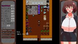 animated black_hair breast_grab breasts brown_eyes brown_hair censored dark_skin empty_eyes femsub huge_breasts hypnosis_academy:_the_hypnosis_trap_and_the_married_teacher jacket kneeling love maledom penis short_hair skirt sound teacher tracksuit video video_game yellow_eyes