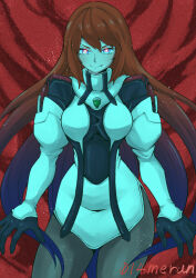  014meran breasts clothed corruption elhaym_van_houten evil_smile eye_color_change female_only femdom femsub glowing_eyes hair_color_change large_breasts looking_at_viewer miang_hawwa orange_hair pantyhose possession purple_hair red_eyes smile spoilers tight_clothing very_long_hair xenogears 