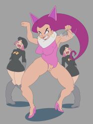  dazed drool earrings femsub happy_trance hat hypno_outfit hypnotized_hypnotist jessie_(pokemon) long_hair multiple_girls multiple_subs nintendo pendulum pink_eyes pokemon pussy sourowl team_rocket team_rocket_grunt 