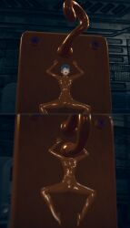 3d absurdres blue_hair bodysuit comic corruption erect_nipples erect_nipples_under_clothes eye_roll female_only femsub honey_select_2 latex murochi-san open_mouth orange_eyes original ponytail restrained rubber slime solo spread_legs tears tentacles tongue