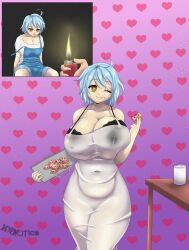  ass before_and_after bimbofication blue_hair bra breast_expansion breasts brown_eyes cookies femsub flame fukami_isana heart housewife huge_ass huge_breasts hypnotico kamidere lactation large_breasts light_skin lighter milf milk spiral spiral_eyes symbol_in_eyes underwear 