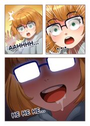 chien_vietnam comic drool female_only glasses green_eyes hoodie orange_hair original smile surprised