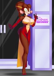 an_american_tail bare_shoulders bluebullpen breasts brown_hair cleavage femsub freckles furry happy_trance high_heels huge_breasts hypnotic_accessory jewelry magic mouse_girl ponytail singing symbol_in_eyes tanya_mousekewitz text western