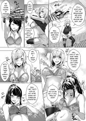 breasts comic duokuma female_only femsub ghost greyscale groping hard_translated hyoui_lover large_breasts monochrome multiple_girls possession tagme text translated underwear undressing