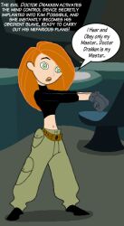 dialogue disney dr._drakken female_only femsub kim_possible kim_possible_(series) long_hair maledom red_hair solo spiral_eyes symbol_in_eyes tech_control text western zombie_walk