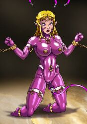 blonde_hair bondage femsub kneeling latex long_hair nintendo princess_zelda re-maker tagme the_legend_of_zelda