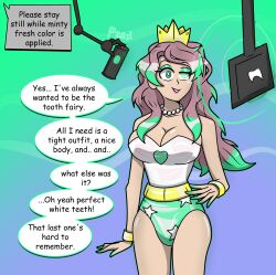  altered_common_sense black_clover bracelet cleavage clothed collarbone cosplay dialogue eyeshadow fairly_oddparents_(series) female_only femsub forced_employee happy_trance hy2300 hypnotic_screen large_breasts long_hair nail_polish necklace pink_hair spiral_eyes standing tech_control text tooth_fairy_(fairly_oddparents) vanessa_enoteca 