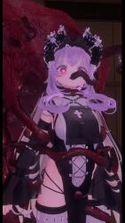  3d ahoge ai_proclivities animated arm_warmers blush crotch_rub dazed expressionless female_only femsub force_feeding heart heart_eyes horns long_hair monster nun original purple_hair solo sound symbol_in_eyes tentacle_in_mouth tentacles thighhighs trapped very_long_hair video 