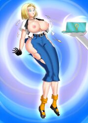 android_18 ass_expansion blonde_hair bluebullpen breast_expansion breasts crossover dragon_ball erect_nipples female_only femdom femsub hypnotic_screen large_ass large_breasts sailor_mercury sailor_moon_(series) short_hair spiral_eyes symbol_in_eyes tech_control torn_clothes