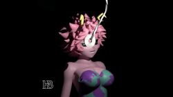 3d animated animated_gif femsub horns hypnobrother large_breasts mina_ashido my_hero_academia pendulum pink_hair pink_skin 