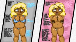 before_and_after blonde_hair blue_eyes bottomless bra brain_drain breasts chubby comic dialogue drool earrings femsub glasses happy_trance lactation lipstick nude original panties pearl_(whisper_wisp) pink_eyes pov pussy pussy_juice text tongue_out topless underwear whisper_wisp