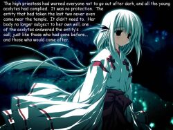  caption deathwish_(manipper) empty_eyes expressionless female_only femsub long_hair manip shrine_maiden solo text white_hair 