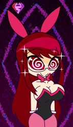  bare_shoulders breasts bunny_ears bunny_girl bunnysuit choker cleavage fake_animal_ears female_only femsub happy_trance hypnoscream large_breasts persona_(series) persona_5 persona_5_royal red_hair smile solo sparkle spiral_eyes spiralwash_eyes sumire_yoshizawa very_long_hair 