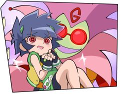  belt blue_hair blush border buttercup drool femsub glasses gloves glowing_eyes gradient_background happy_trance hitsugi_mc hypnotic_eyes jacket loli maledom michel_(powerpuff_girls_z) open_mouth powerpuff_girls powerpuff_girls_z red_eyes ring short_hair skirt sparkle tomboy unusual_pupils 