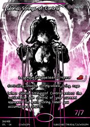 absurdres card dog_ears dog_girl faceless femdom gameplay_mechanics gloria_(lewdsoph) greyscale lewdsoph magic original tagme text