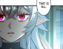  artist_request before_and_after demon_girl dialogue elf_ears enemy_conversion english_text expressionless eye_color_change femsub griselda_(the_hated_black_mage_returns) magic official possession screenshot slit_pupils speech_bubble tagme text the_hated_black_mage_returns translated watermark 