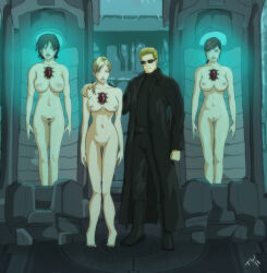  ada_wong albert_wesker breasts claire_redfield femsub jill_valentine large_breasts maledom p30 pubic_hair resident_evil resident_evil_2 standing standing_at_attention tech_control trishbot 