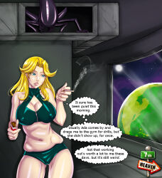  7th-heaven alien alien_(movie) bikini blonde_hair female_only femsub smoke smoking text thought_bubble xenomorph 