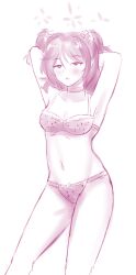 absurdres arms_behind_back breasts cheria_barnes choker dazed eye_roll female_only femsub navel open_mouth pink_hair ribbon short_hair smeef tales_of_(series) tales_of_graces twintails underwear