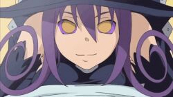  animated animated_gif blair breasts cat_girl dialogue female_only femdom hat hypnoner_(manipper) hypnotic_eyes kaa_eyes large_breasts long_hair looking_at_viewer manip pov pov_sub purple_hair smile soul_eater text witch witch_hat 