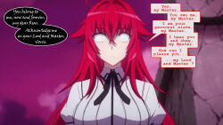  dazed dialogue femsub high_school_dxd large_breasts long_hair maledom manip red_hair rias_gremory soumises_(manipper) text whitewash_eyes 