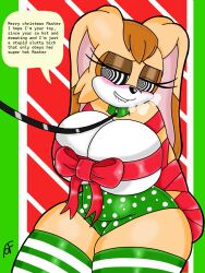 blush breasts bunny_girl christmas female_only femsub furry gijoe55 happy_trance large_breasts smile sonic_the_hedgehog_(series) spiral_eyes symbol_in_eyes text vanilla_the_rabbit