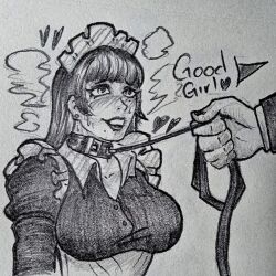 black_hair breasts collaboration collarbone dogboy_187 english_text femsub happy_trance ivanov_gromov_(dogboy187) maid milena_(dogboy187) original pet_play spanish traditional