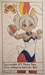 bea_(pokemon) bunny_ears bunnysuit cinderace color empty_eyes femsub jesturia nintendo pokeball pokemon pokemon_sword_and_shield red_eyes tagme tan_skin text traditional