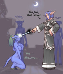  blue_hair blue_skin blush bottomless braid breasts cleavage clothed draenei elf_ears expressionless female_only femdom femsub glowing glowing_eyes green_hair groping hand_on_hip hooves horns kneeling large_breasts long_hair magic masturbation night night_elf non-human_feet nude ponytail short_hair sketch sleepymaid standing standing_at_attention tail text topless warcraft whitewash_eyes world_of_warcraft yuri 