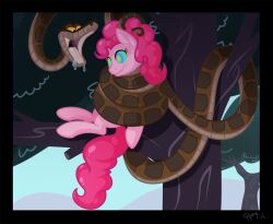 animals_only coils disney drool happy_trance hellonurse horse imminent_vore kaa my_little_pony open_mouth pink_hair pinkie_pie short_hair snake the_jungle_book