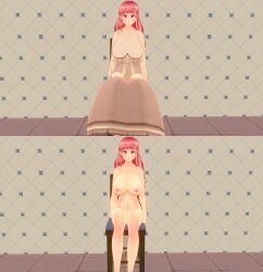 3d bare_breasts bare_shoulders bottomless breasts custom_maid_3d_2 empty_eyes expressionless lolislove milf nude pink_eyes pink_hair sitting topless