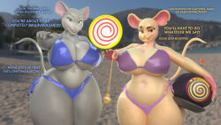  3d animal_ears bikini blue_eyes brown_eyes buck_teeth character_request english_text femdom freckles furry helmet hourglass_figure huge_breasts hypno_beam jimmy_neutron_(series) large_breasts mesmer_mouse_(hypnopotamus) mouse_girl multiple_girls original pocket_watch pov_sub smile tagme tail tech_control text thehypnopotamus thick_thighs 