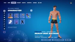  3d abs animated batman batman_(series) beach black_hair blue_background dc_comics english_text feet fortnite hypnot-eyes hypnotic_eyes male_only malesub muscle_boy short_hair slouching spiral_eyes spiralwash_eyes tagme text topless video 