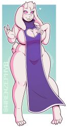  bimbofication breasts cleavage_cutout female_only femsub furry goat_girl happy_trance horns large_breasts milf solo tagme toriel_dreemurr undertale wrenzephyr2 