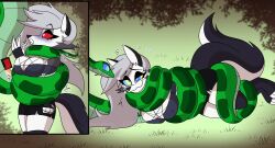  asphyxiation coils furry happy_trance helluva_boss hypnotic_eyes kaa_eyes large_breasts loona_(helluva_boss) phone poparc_nsfw snake surprised wolf_girl 