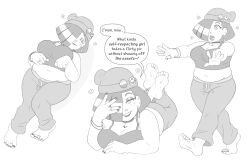 barefoot chaztheweasel chubby dialogue feet femsub foot_focus happy_trance liv_(chaztheweasel) monochrome original pet_play solo spiral_eyes toe_ring zombie_walk