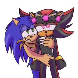 archiesaceintheh0le(yourmomhomo) bandana black_hair black_skin blue_hair blue_skin bracelet drool fingering furry glowing glowing_eyes green_eyes heavy_eyelids hypnotic_accessory male_only maledom malesub open_mouth pink_eyes ring_eyes seductive_smile shadow_the_hedgehog simple_background smile sonic_boom sonic_the_hedgehog sonic_the_hedgehog_(series) standing tech_control transgender_identity transmasc white_background yaoi