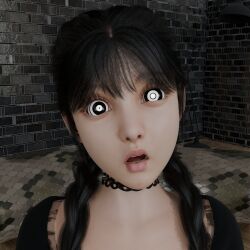  3d black_hair choker coils dazed disney femsub hypno_ninja kaa open_mouth ring_eyes snake the_addams_family the_jungle_book wednesday_addams 