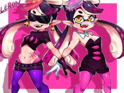  before_and_after callie_(splatoon) corruption earrings elf_ears female_only femsub gloves hypnoshades hypnotic_accessory inkling jewelry leron mole monster_girl nintendo short_shorts splatoon splatoon_2 sunglasses tank_top tattoo tech_control tentacles tights twintails 