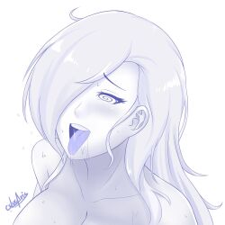 ahegao bare_shoulders blush bottomless cslucaris drool female_only femsub hair_covering_one_eye happy_trance icontrol_(manipper) long_hair manip naughty_face nude open_mouth rwby simple_background solo spiral_eyes sweat symbol_in_eyes tongue tongue_out topless white_background white_hair winter_schnee