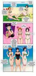 black_hair blue_hair brown_hair dawn dialogue dlobo777 empty_eyes erika_(pokemon) femsub gardenia happy_trance large_breasts long_hair pokemon short_hair spiral_eyes swimsuit team_hypno text