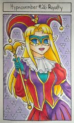 clown clown_girl color consensual elf_ears happy_trance jester jesturia mask nintendo princess_zelda staff tagme the_legend_of_zelda traditional