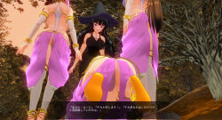 3d black_hair breasts brown_hair custom_maid_3d_2 female_only femdom femsub happy_trance harem harem_outfit hat large_breasts multiple_girls purple_eyes sennoudaisuki tattoo text translated tribal_tattoo witch witch_hat