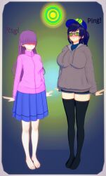  3d bangs blue_hair clothed female_only femsub glasses hair_covering_both_eyes hat holly_(thehguy) kaa_eyes koikatsu! original ping thehguy 