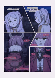 aura_(frieren:_beyond_journey&#039;s_end) breasts comic demon earrings elf_ears frieren frieren:_beyond_journey&#039;s_end humiliation long_hair magic mika_hime navel pink_hair resisting ring_eyes scat text white_hair 