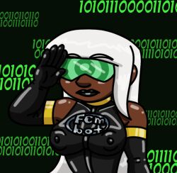 erect_nipples_under_clothes fembot fembottica femsub hypnovember latex leotard long_hair makeup opera_gloves original robotization saluting simple_background supertechno324 tech_control visor white_hair