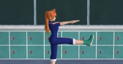  3d absurdres bobboxbody breasts expressionless female_only femsub itsuka_kendo large_breasts long_hair my_hero_academia orange_hair ponytail zombie_walk 