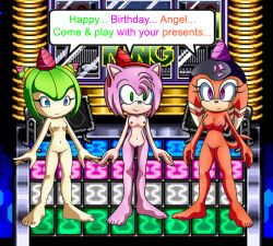  amy_rose blue_eyes bottomless breasts corescorner cosmo_the_seedrian echidna_girl empty_eyes femsub furry green_eyes green_hair happy_trance hedgehog_girl hypnotic_accessory monster_girl multiple_girls multiple_subs nude orange_hair pink_hair plant_girl purple_eyes pussy shade_the_echidna short_hair sonic_the_hedgehog_(series) standing standing_at_attention text topless 